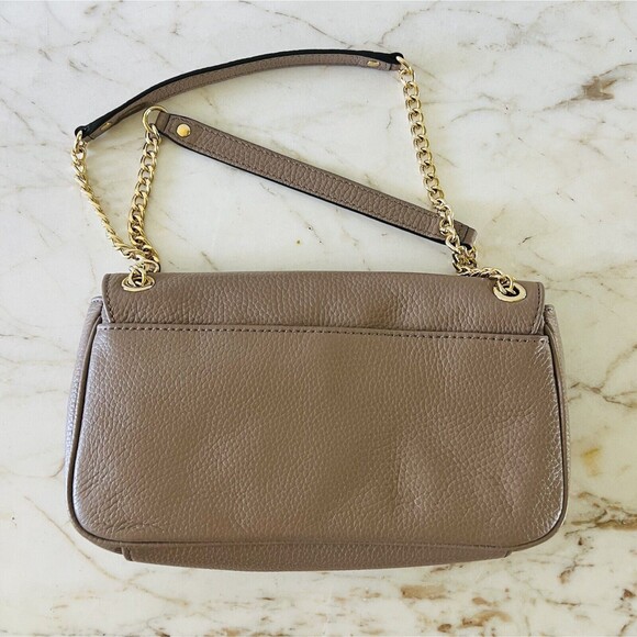 MICHAEL KORS Fulton Dark Dune Leather Small Shoulder Flap Chain Bag - Picture 5 of 9